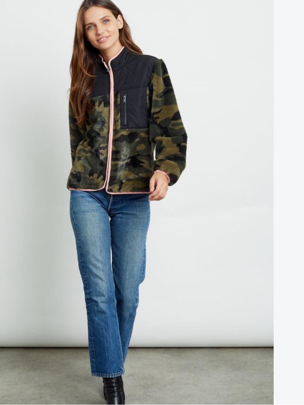 Rails Wesley Jacket Camo Green Sherpa Fleece Quilted Size XS